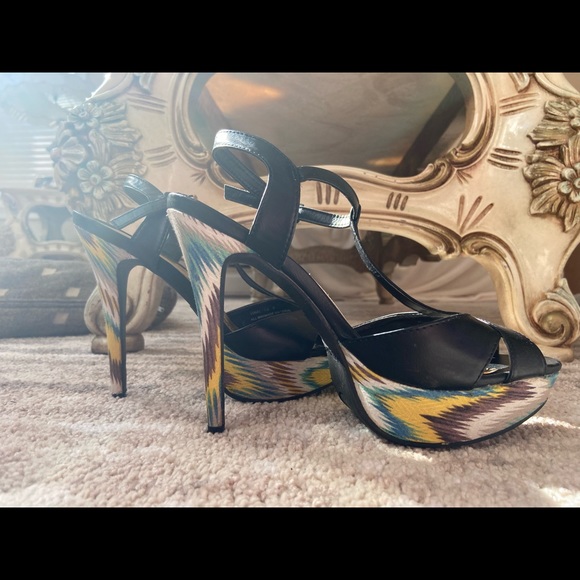 Anne Michelle 5 inch heel leather top & multicolor heel/ platform - size 9 - Picture 11 of 17